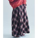 スカート サンフェードウォッシュネルチェックスカート