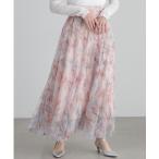 スカート フラワープリントチュールスカート