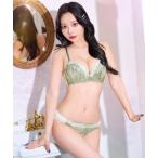 ブラジャー ショーツセット ノンワイヤー チャーミングフラワーレース 育乳脇高 ブラジャー ＆ フルバックショーツ