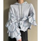 パーカー 袖フリルパーカー レディース