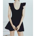  купальный костюм Y2K One-piece купальный костюм оборка задний отсутствует U шея одноцветный женский 