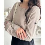 tシャツ 「新色追加」ピスネーム付スクエアネックリブトップス（長袖） レディース