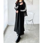 ワンピース 裏起毛ラインスウェットワンピース