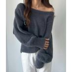 ニット セーター 「新色追加」ボリュームスリーブシャギーオフショルニット レディース