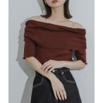 tシャツ シャーリングオフショルダーシアートップ レディース