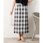 スカート 「美人百花掲載」マドラスチェックタイトスカート「洗濯機洗い可」