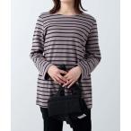 ショッピングベルーナ tシャツ 柔らかポンチ素材ボーダープルオーバー レディース