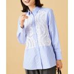 チュニック レース使いストライプシャツチュニック