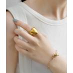 ショッピングハートゴールド 指輪 リング 「ステンレス」ボリュームハートメタルリング レディース