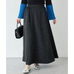 スカート ラメ千鳥膨れジャガードフレアスカート