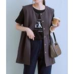 ベスト ジレ ダブルクロスペプラムジレ レディース