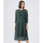 ワンピース 「ウォッシャブル」リーフジャカードプリントワンピース