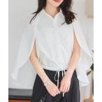 ブラウス シャツ ケープ風ノースリーブシャツトップス レディース