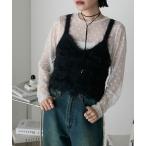 ベスト ジレ 「forksy.」フリンジデザインニットビスチェ レディース