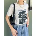tシャツ 「接触冷感」「UVカット」モノトーンロックバンドTシャツ レディース
