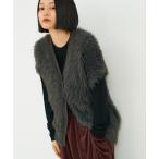 ベスト ジレ ロング フェザー ニットベスト カーディガン レディース