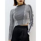 ニット セーター ロゴラインタートルニットトップス レディース