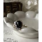 指輪 リング 「mallelabrocante/マルラブロカント」サージカルステンレス　2種の天然石とヴィンテージパールのオーバルプチフラワーリング/