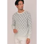 セーター ニット HIGH STREET∴グラデーションキカ柄モールクルーネックニット メンズ