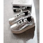 スニーカー 軽量厚底レースアップボリュームスニーカー レディース