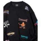 トレーナー スウェット 「THRASHER / スラッシャー」裏起毛バック刺繍 総柄プリントスウェットプルオーバー メンズ レディース