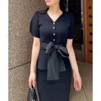 ニット セーター キラキラリボンパフスリーブテーラーニットトップス レディース