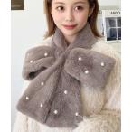  muffler палантин искусственный мех жемчуг лента пелерина женский 