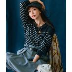 tシャツ 「洗える」Armor-lux クロップドボーダー カットソー レディース