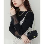 ニット 袖口シアーリブニット レディース