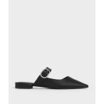 サンダル クリスタルバックル ポインテッドトゥミュール レディース