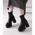 ブーツ 厚底プラットフォームストレッチブーツ レディース