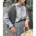 ブラウス シャツ リボンタイ パール釦シャツ レディース