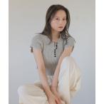 ニット セーター サイドリボンコンパクトニット/side ribbon compact knit 半袖 クルーネック バックオープン 肌見せ メランジ