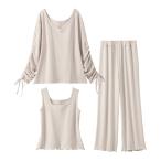 パジャマ ルームウェア 「3点セット/着心地」レーヨンブレンドリブルームウエア レディース