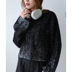 ショッピングセーター ニット セーター グラデーション銀箔ショートニット レディース