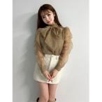 ブラウス シャツ スタッズシアーボウタイブラウス レディース