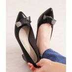 パンプス リボンモチーフ　ソフトポインテッドトゥパンプス