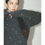 ショッピングnano ニット セーター ラメブークレ雫パールニット レディース