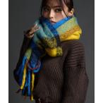 マフラー ストール タータンチェック フリンジゆるふわマフラー レディース