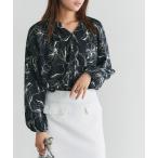 ブラウス シャツ 花柄ギャザーブラウス レディース