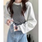 tシャツ ドッキングトップス カットソー 長袖 レディース