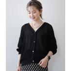 カーディガン メッシュVネックニットカーディガン レディース
