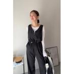 オールインワン フロントジップドロストオールインワン レディース