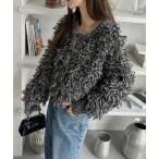 カーディガン 「Eclat one」ループ編み 2WAYニットカーディガン レディース