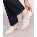 ローファー ベルトアクセント　メタルパーツヒールローファー レディース