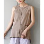 tシャツ 異素材切り替え 配色ステッチ タンクトップ レディース