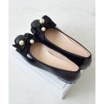 パンプス 「Bridget Birkin」ビッグパールリボンフラットシューズ(541528)