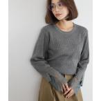 tシャツ 袖口レースリブニットプルオーバー レディース