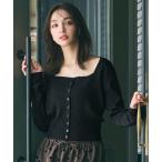 カーディガン スクエアネック ハイゲージニットカーディガン レディース