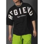 tシャツ 「REGIEVO」  レザーアップリケロゴ ビッグシルエット Tee メンズ レディース